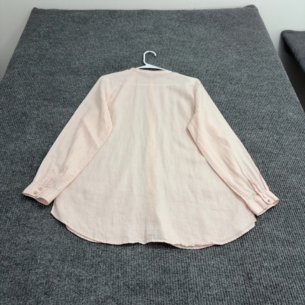 Eileen Fisher Button Down Womens PL Pink Linen Band Collar Minimalist Casual - Picture 6 of 7